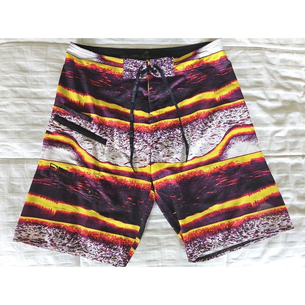 Pelagic High Performance 4 Tek Boardshorts Drawstrings Mens 36 Down Scan Print